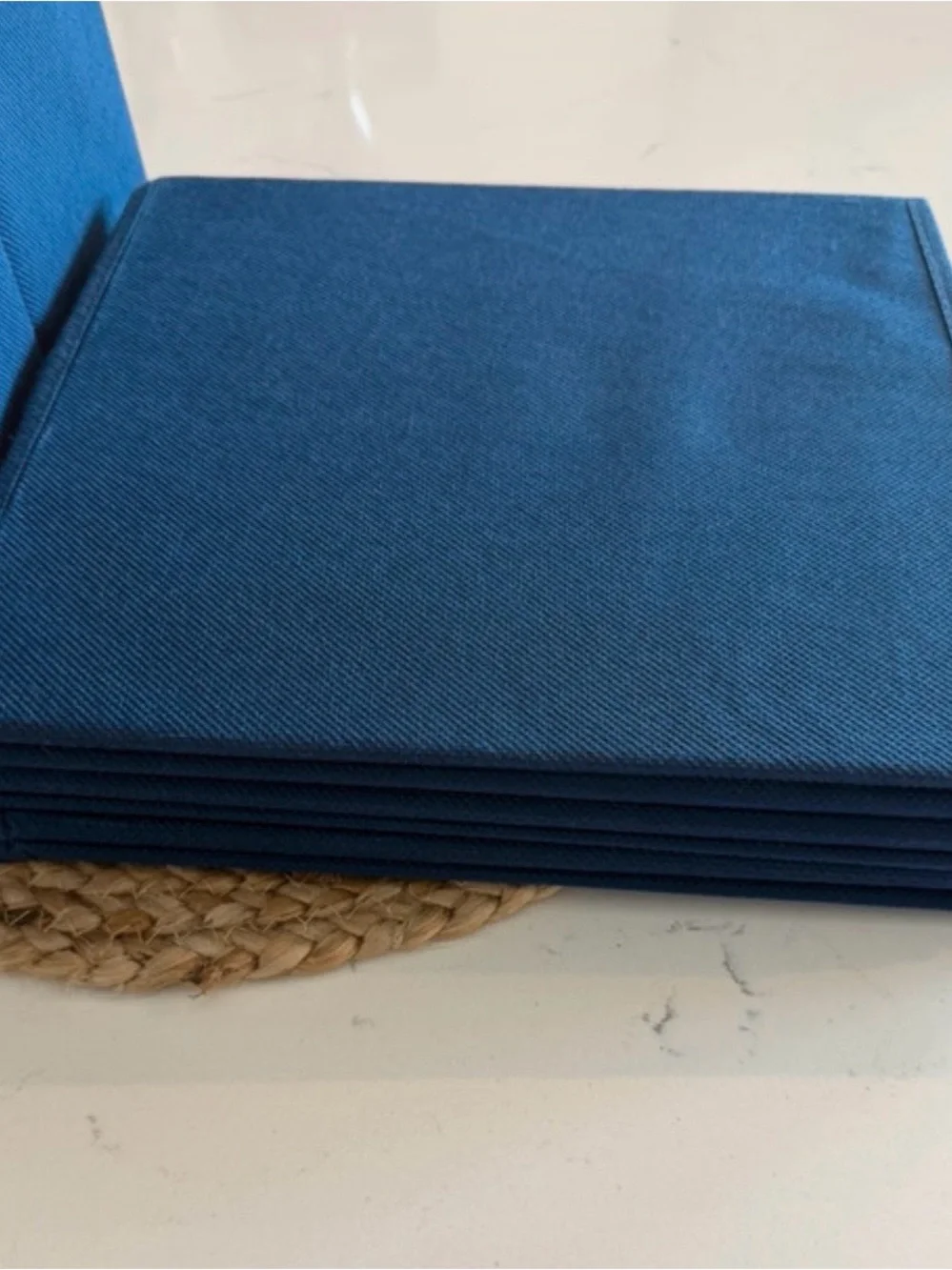 (4) Navy Fabric Storage Bin with Metal Grommet - Home Accents. 11” x 11”